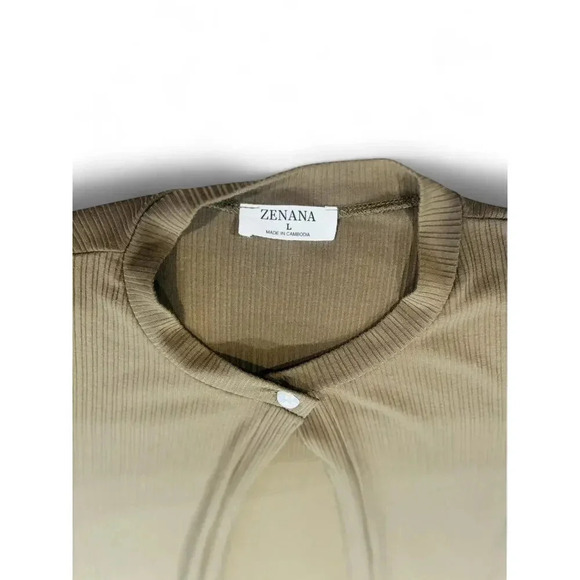 Zenna Olive Green Tank Dress Textured with Long Sleeve Over Coat Size Large - Picture 6 of 7